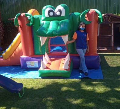 Bina festas, aluguel de brinquedos infláveis, pula pula jacaré 2 em 1